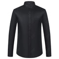 Men's Banded Collar Dress Shirts Long Sleeve Button Down Mandarin Versatile Solid with Pocket - View 12 | SAMAG