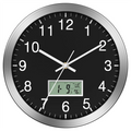 12Inch Wall Clock With Digital Date, Week & Indoor Temp - Battery Operated Wall Clock, Auto Sets,Easy To Read-AT64