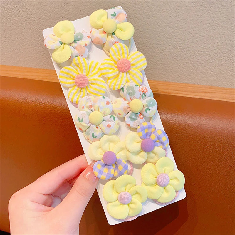 10Pcs/Set Flower Elastic Hair Ties Lovely Boutique Large Flower Rubber Bands Sweet Ponytail Holders Baby Girls Hair Accessories