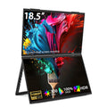 18.5 Inch Dual IPS Portable Monitor 100Hz 1080P FHD 100%sRGB Foldable Dual Extension Screen for Stock Trading Conference Travel
