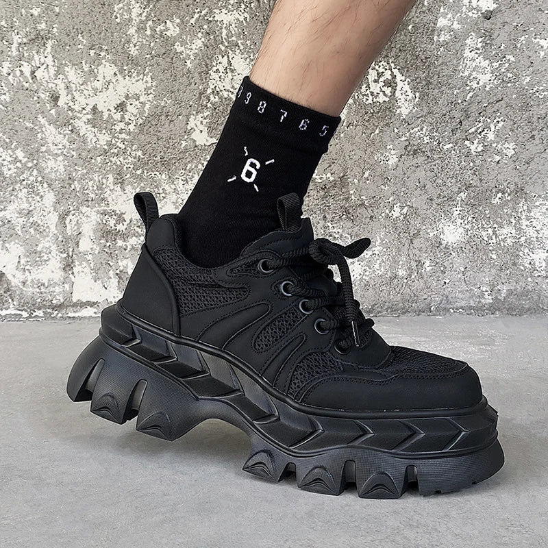 Height increasing 7CM men's shoes IG dad shoes sporty and versatile  summer breathable mesh thick sole derby shoes