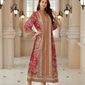Eid Ramadan Abaya Women Paisley Print Rhinestone Kaftan | SAMAG