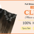Full Shine Clip in Hair Extensions Human Hair Clip Balayage 7pcs 120g Double Weft Hair Extensions Human Hair For Woman