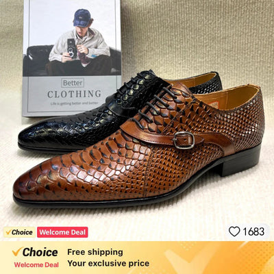 Men's Business Leather Dress Shoes Formal Oxford Lace-Up | SAMAG