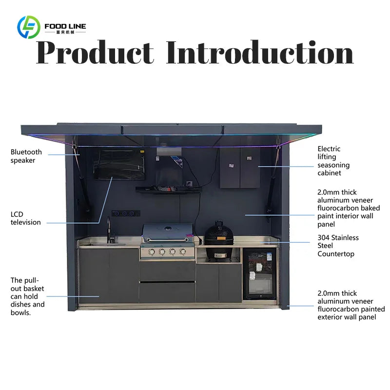 Customized simple elegant outdoor kitchen cabinet set waterproof unit for outdoor barbecue kitchen