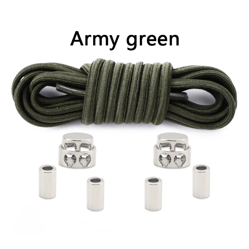 Oval Elastic Shoelace Metal Buckle Laces Unisex Quick-On/Off Shoelaces for Sneakers and Boots 1Pair/2Pair