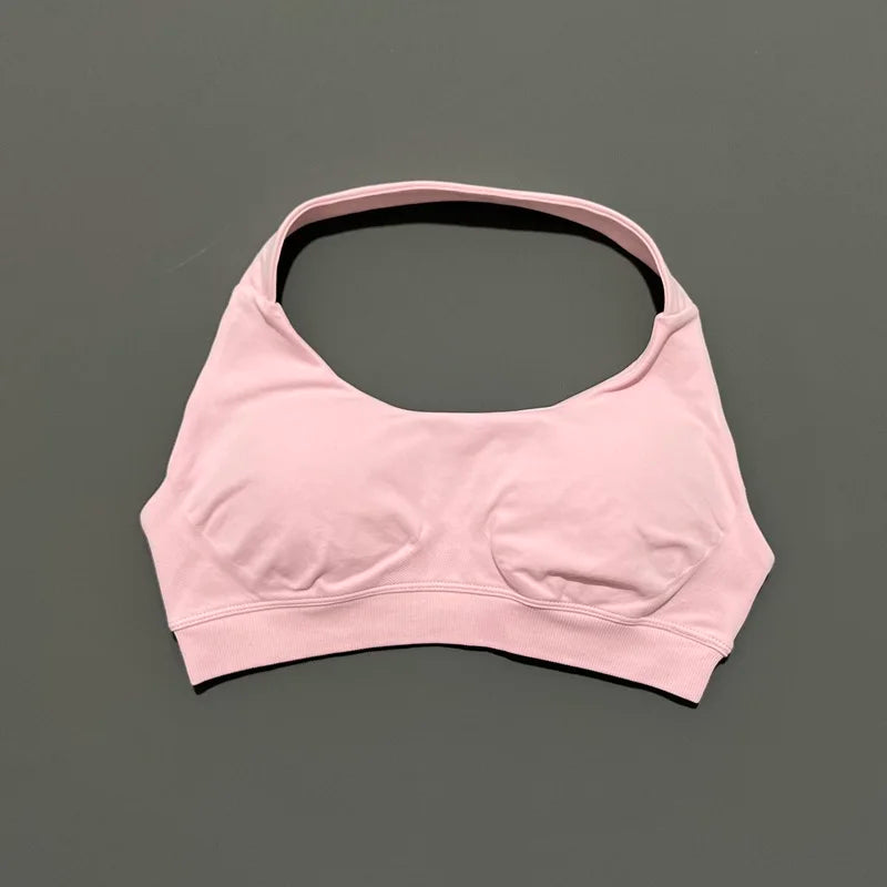 Sports Bra Women Seamless Yoga Halter Bra Top High Support Open Back Bra Fitness Push-up Activewear Workout Gym Underwear