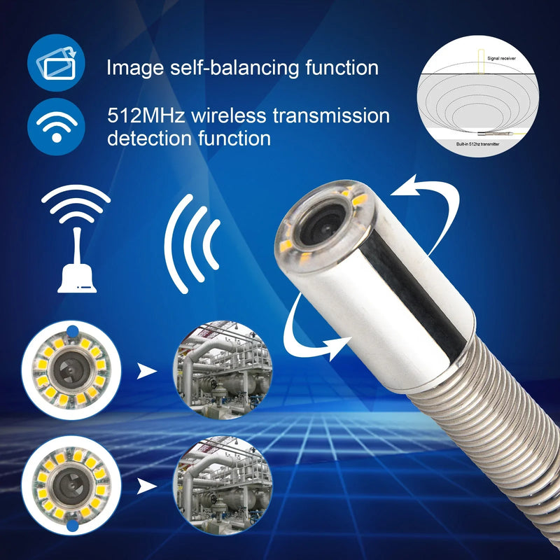 Sewer Pipe Inspection Camera 10.1"HD1080P Touch Screen,SYANSPAN Industrial Endoscope 512Hz Sonde+Locator/Receiver+Self-leveling