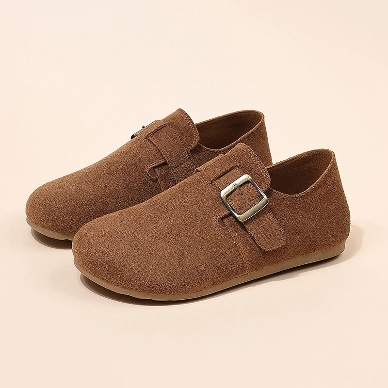 2026 Women Suede Clogs with Adjustable Buckle Cork Leather Mules Comfortable Slip on Women Slippers Outdoor Cork Clogs
