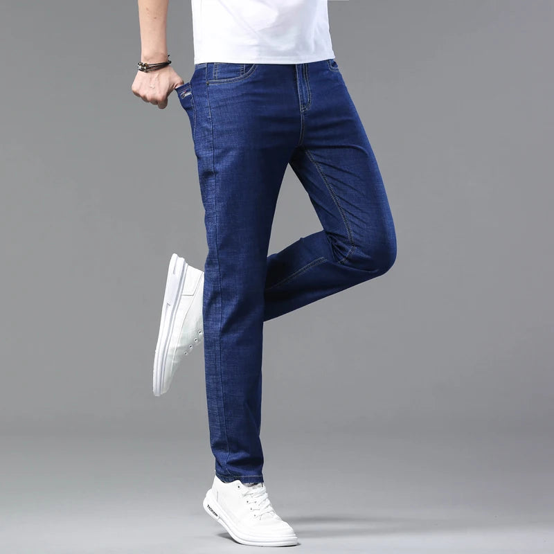 Spring Summer Thin Classic Men's Business Jeans Stretch | SAMAG