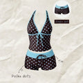 Women Swimwears Polka Dot 2-Piece Tankini Set Halter V | SAMAG