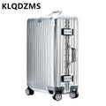 KLQDZMS German All Aluminum Magnesium Alloy Luggage 20 Inch Boarding Suitcase 28 Large Capacity Travel Business Leather Suitcase