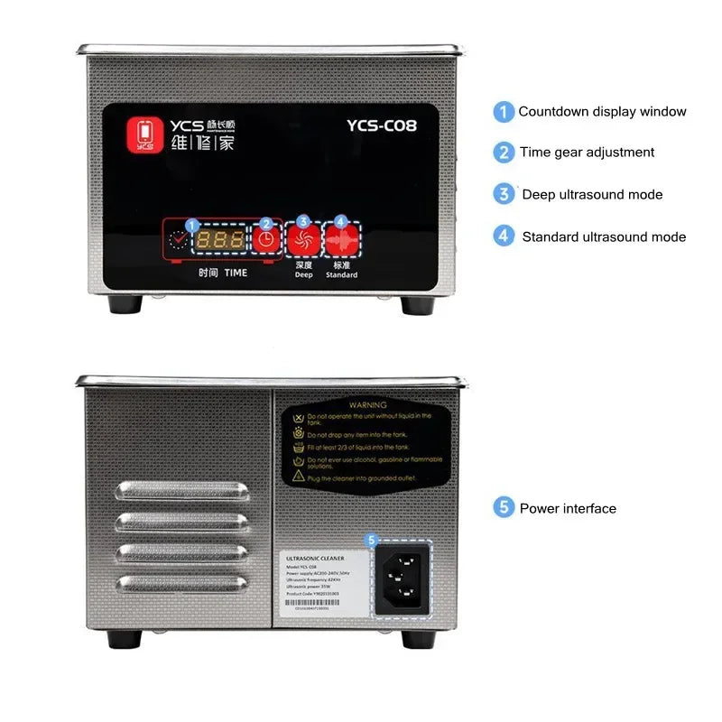 YCS - C08 0.8L Ultrasonic Cleaning Machine for Mobile Phones PCB Circuit Motherboard Deep Washing Tool - View 5 | SAMAG