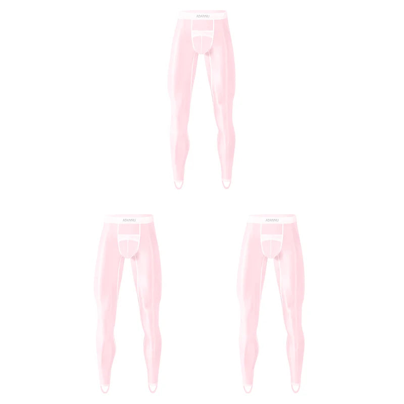 Men Ice Silk Leggings Underwear Ultra Thin Sexy Transparent High Stretch Foot Anti Slip Pants Sports Fitness Bottoms Underpants