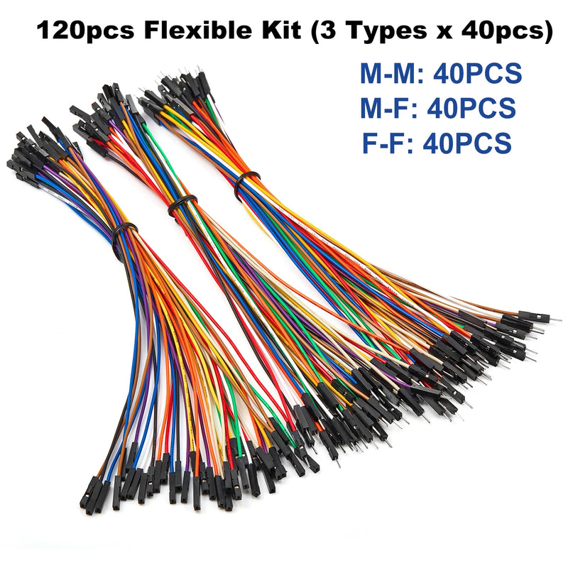 40-120Pcs 10cm 20cm 30cm Dupont Cable Line Jumper Wire Kit Male Female 24AWG Copper Long Ribbon Connector Set for DIY Breadboard
