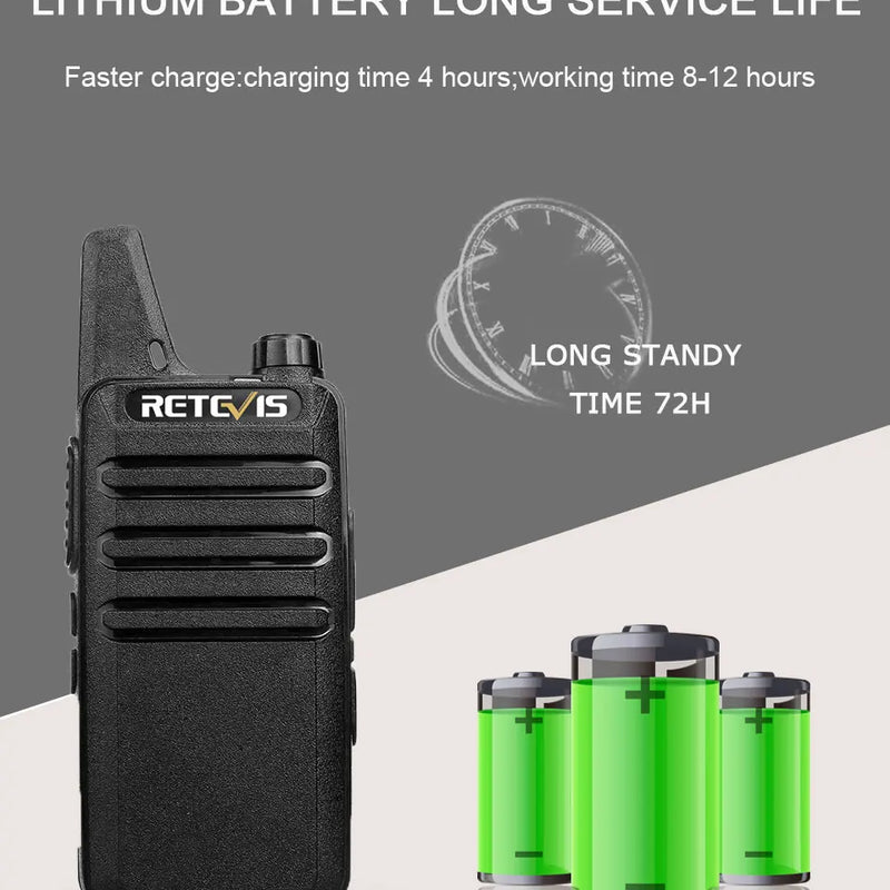 Retevis RT622 Mini Walkie Talkie 2pcs PMR446 Portable Two-way Radio PTT Walkie talkies Communication Radio for Restaurant Hotel