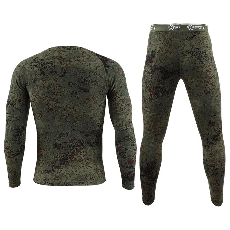 Winter Camouflage Men's Thermal Underwear Warm Sports Long Johns 2026 High Quality Elasticity Cycling Underwear Compression Set