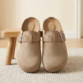 Mules Suede Platform Slippers Woman Adjustable Buckle 2026 Luxury Women's Shoes Clogs Indoor Outdoor Sandals Arch Support Slides