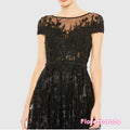 Customized Black Lace Appliques Prom Dress Long Sleeves | SAMAG