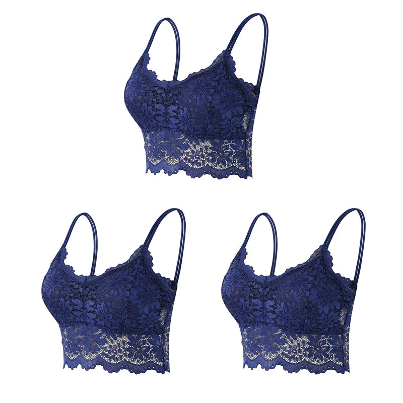 Women's Lace Bras Top Comfortable Bralette Solid Color - Visuel 11 | SAMAG
