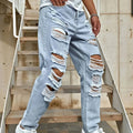 Men's Ripped Non-Stretch Jeans - Distressed Streetwear | SAMAG
