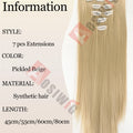 18-32Inch 16 Clips in Hair Extensions Long Straight Hairstyle Synthetic Blonde Black Hairpieces Heat Resistant False Hair Daily
