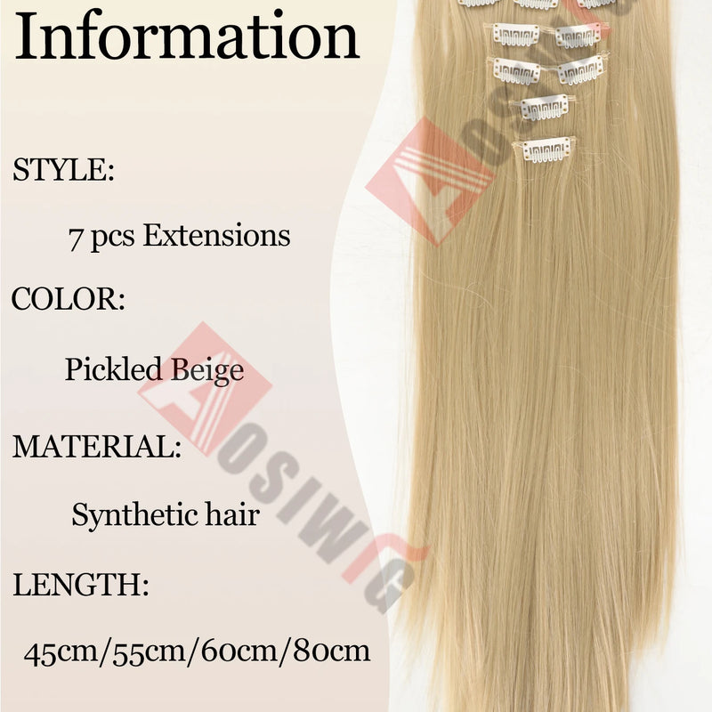 18-32Inch 16 Clips in Hair Extensions Long Straight Hairstyle Synthetic Blonde Black Hairpieces Heat Resistant False Hair Daily