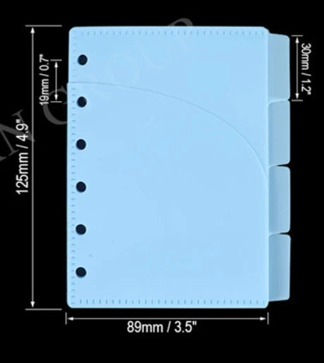 A6 A7 Pockets Binder Folders for 6Ring Notebook Divider Page Waterproof PVC Leaf Document Filing Bag