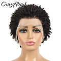 Short Pixie Cut Dreadlocks Wigs Natural Color Afro Twists Dreadlocks Lace Frontal Wig Faux Locs Braided Hair Replacement Wigs