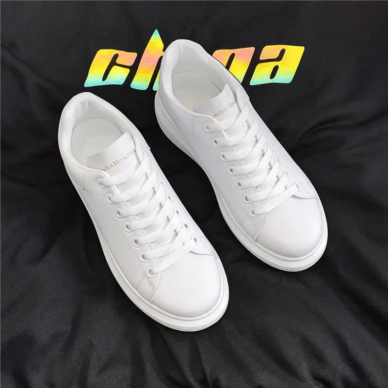 Men's breathable lightweight white shoes spring summer soft-sole comfort walking casual shoes fashion student sports baord shoes