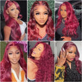 Body Wave Burgundy 13x6 HD Lace Front Wig Human Hair Wigs 99J Red Colored Lace Front Human Hair 13x4 Lace Frontal Wigs for Women