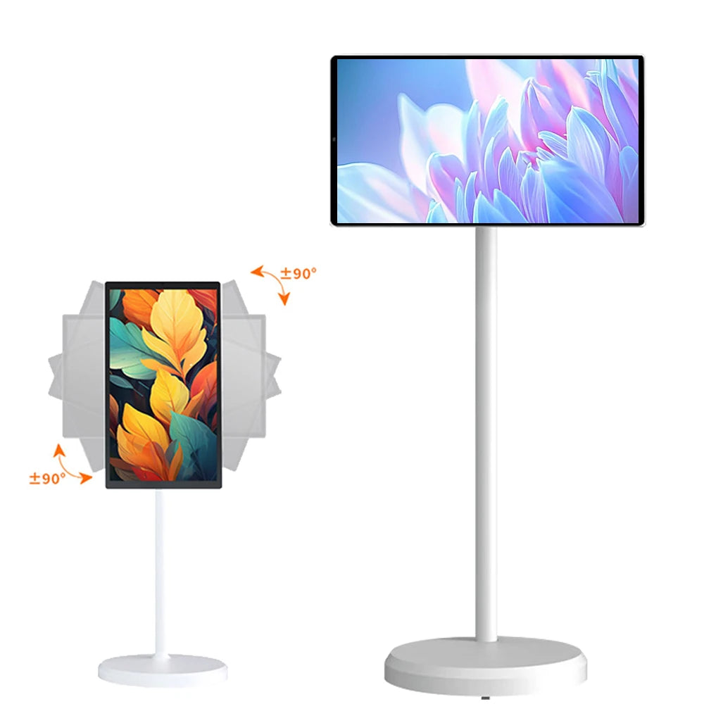 White 21.5 Inch 4GB+64GB Smart Display Battery Android Portable TV In-cell Touch Screen Gym Gaming Live Room Portable TV Pro
