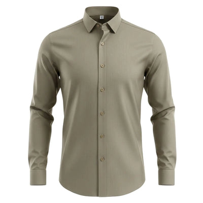 Men's Wrinkle - Free Dress Shirt Regular Fit Solid Business Formal Long Sleeve Button Up Stretch | SAMAG