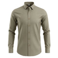 Men's Wrinkle - Free Dress Shirt Regular Fit Solid Business Formal Long Sleeve Button Up Stretch | SAMAG