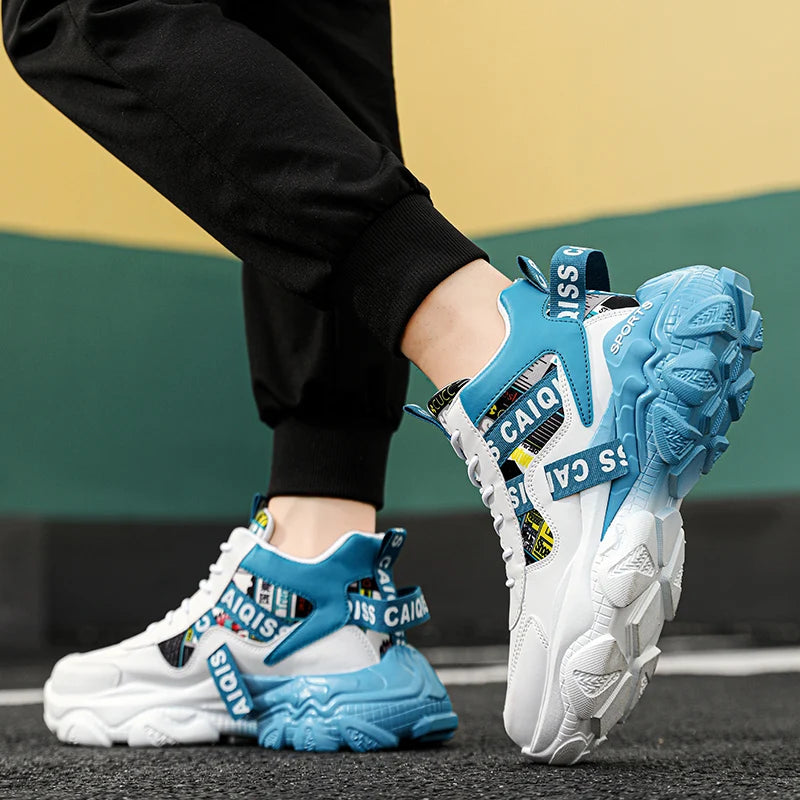 Men's Casual Sports Running Shoes - Sporty Casual Style, Unisex, Fashionable Patterns, Suitable for All Seasons, Daily Wear and Sports Events, Lace-Up Design, High-Top Upper and Lining, Non-Slip and Wear-Resistant Sole, Fabri