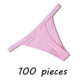 100 Pcs Sexy Women Cotton G String Thongs Low Waist Seamless Female Underpants Comfortable Elasticity Breathable Lingerie