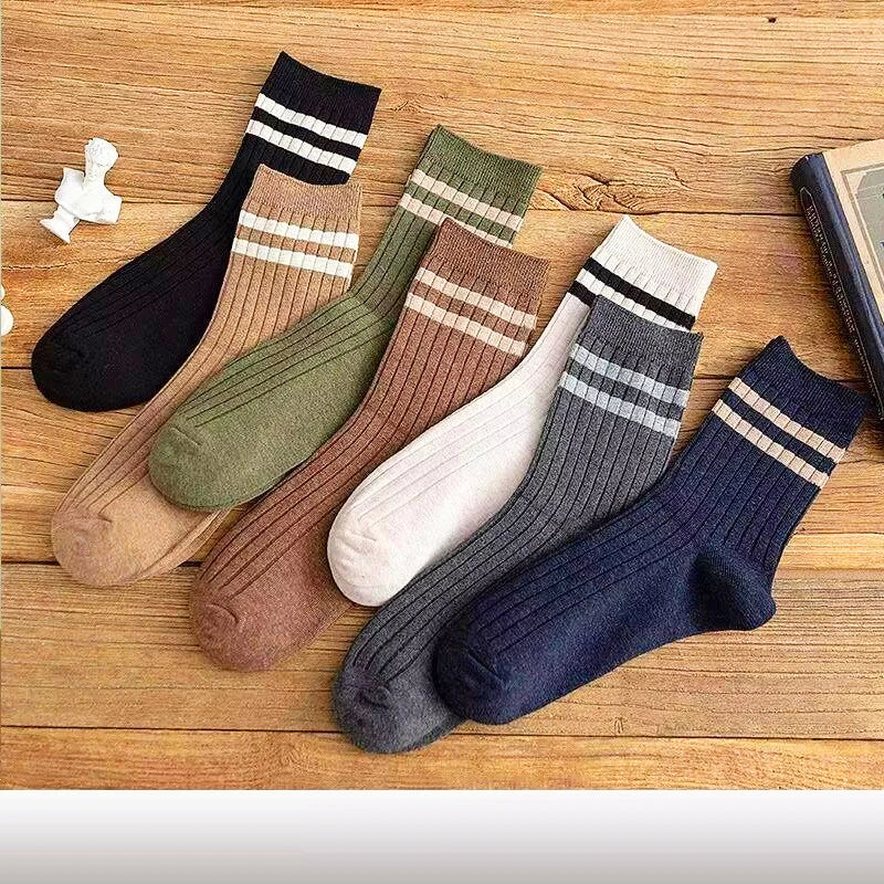 Pairs Men's New Striped Casual Breathable Socks Harajuku | SAMAG
