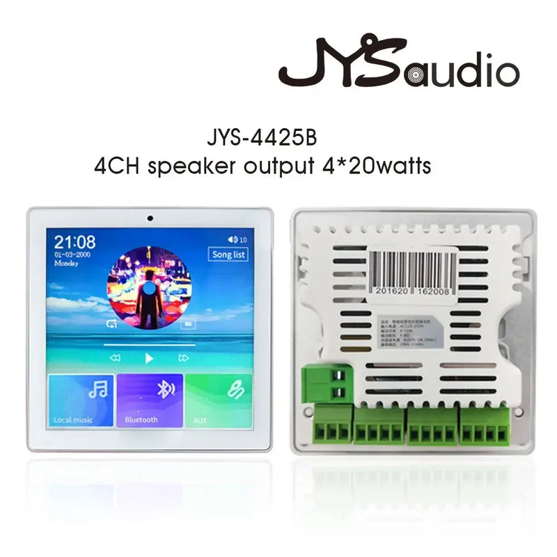 4 channel*20W Wall Amplifier Bluetooth-compatible 4 inch Sound Amp Home Theater Sound System Stereo Music Panel for Restaurant