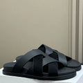 Spring and summer braided calfskin functional sandals, suede color-block slippers, couple's vacation beach slippers