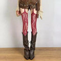 2025 New Sexy Lace Garter Belt Stocking Floral Pattern Thigh Highs Y2K Over Knee Sock Mesh Pantyhose for Women Lingerie Leggings