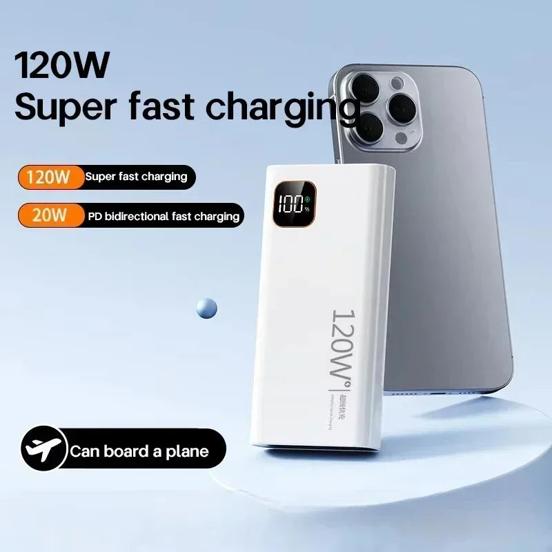 Lenovo Huge Capacity 500000mAh Portable Power Bank 120W Super Fast Charging External Battery Charger For Xiaomi iPhone Samsung