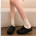 Summer Women Knitted Clogs Breathable Hollow Out Mules Retro Casual Platform Slip On Slippers Soft Beach Outdoors Walking Shoes