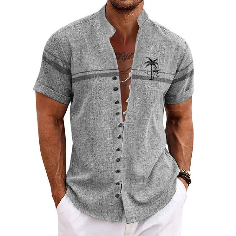New Men's Linen Short-Sleeved Shirt, with a Fashionable | SAMAG