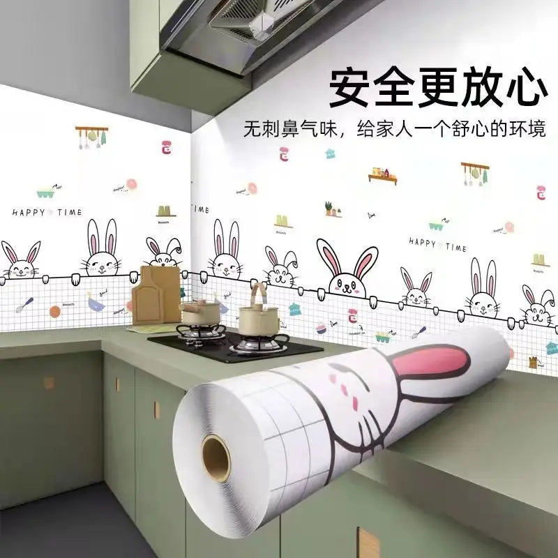 Waterproof Wall Stickers Kitchen Oil-proof Sticker Wallpaper Self-adhesive Waterproof Moisture-proof High Temperature Wall