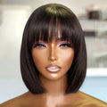 Straight Short Bob Wig With Bangs Vietnamese Raw Human Hair Double Drawn Bob Wigs Glueless Straight Wigs On Sale Clearance 180%