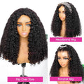 Burmese Curly 3 IN 1 Half Wigs Human Hair Wig Glueless Wigs Ready to Wear Half Wig Drawstring Clip Burmese Curly Hair Half Wig