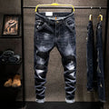 American Elastic Straight Jeans Men Ripped Worn-out | SAMAG