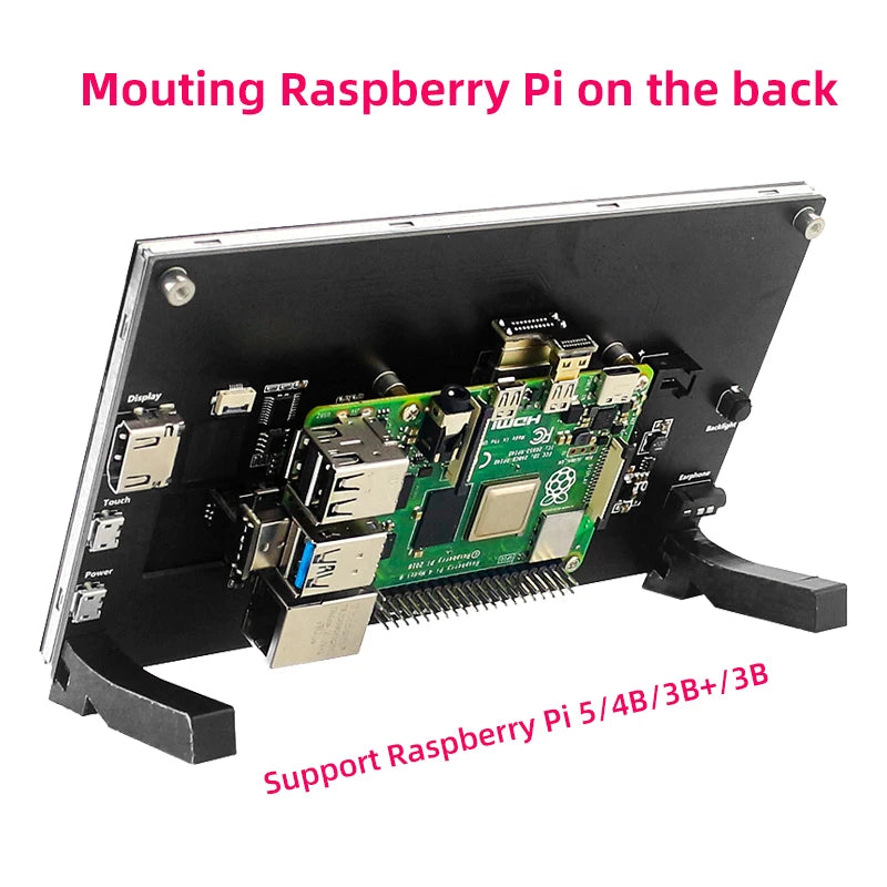 7 Inch Portable Display IPS LCD Capacitive Touch Screen 1024x600 Monitor Optional Speakers for Raspberry Pi Laptop PC