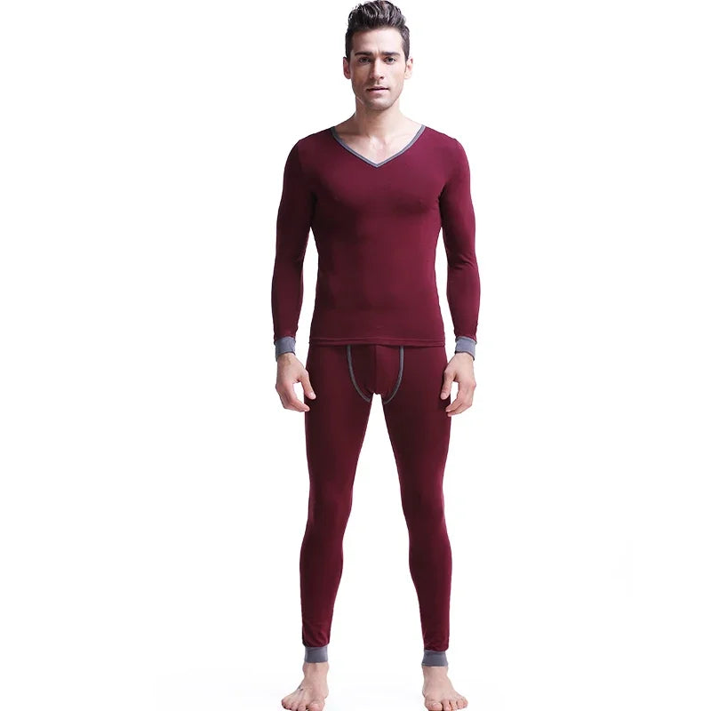 Element men thin cotton V-neck slim fit comfortable base coat long Johns basic thermal underwear set