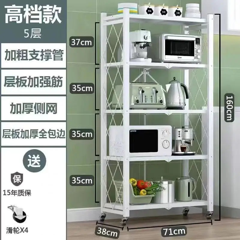 Tool - Free Foldable Microwave Storage Shelving, Removable Multi - Layer Kitchen Organizer Rack for Counter - View 8 | SAMAG
